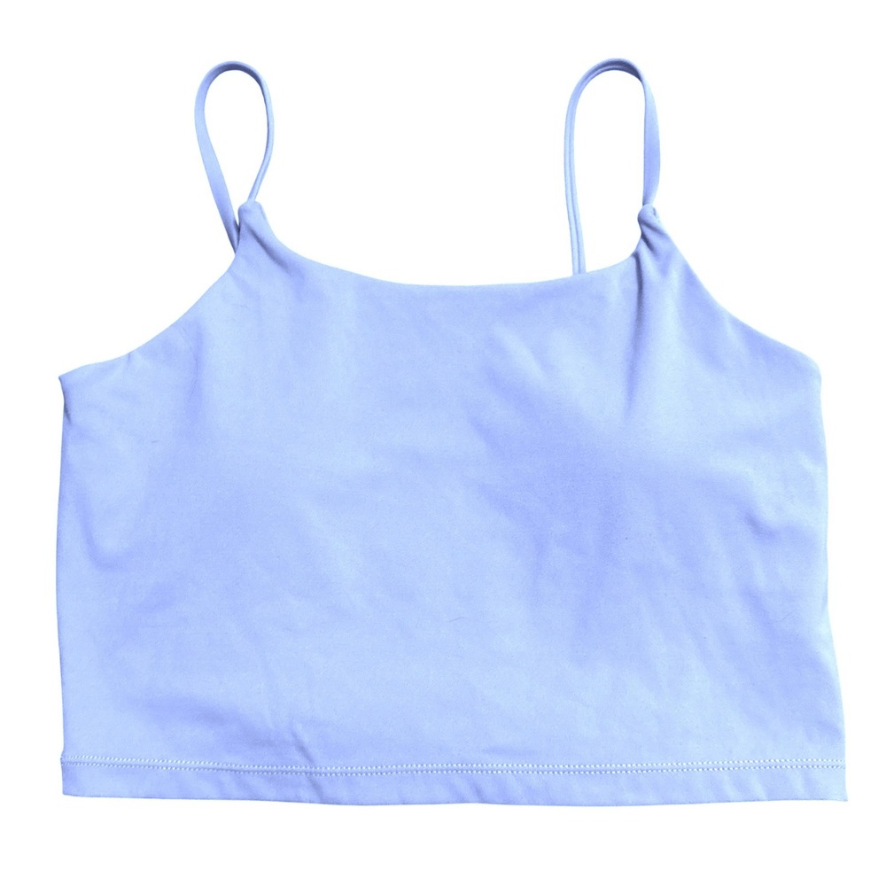 Light Blue Shelf Bra Cropped Cami Tank Top Spaghetti Strap Medium